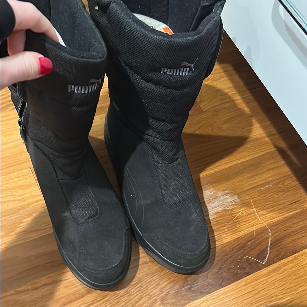 Puma Black Winter Rain Boots Mid-Calf Slip-On
